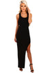 Sexy Black Strappy Side Split Maxi Dress
